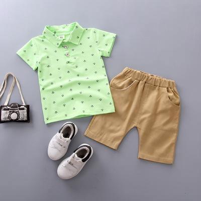 Conjunto de Camiseta y Pantalones Cortos con Estampado de Ancla para Bebés Niños Elegantes