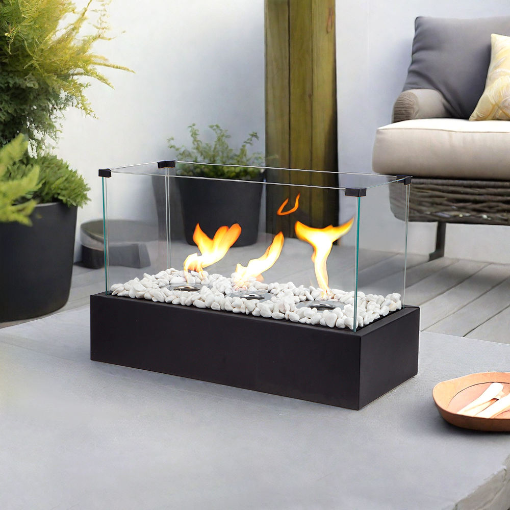 Rectangular three hole alcohol fireplace desktop home real fire heating alcohol lamp outdoor portable stove - Korvel