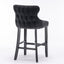 Elegant Black Velvet Wing Back Bar Stool Set of 2