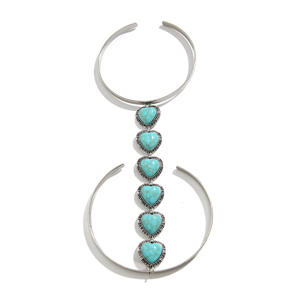Bohemian style geometric metal arm ring Leg Chain minimalist imitation turquoise arm chain - Korvel