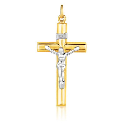 Pendentif croix en or bicolore 14k