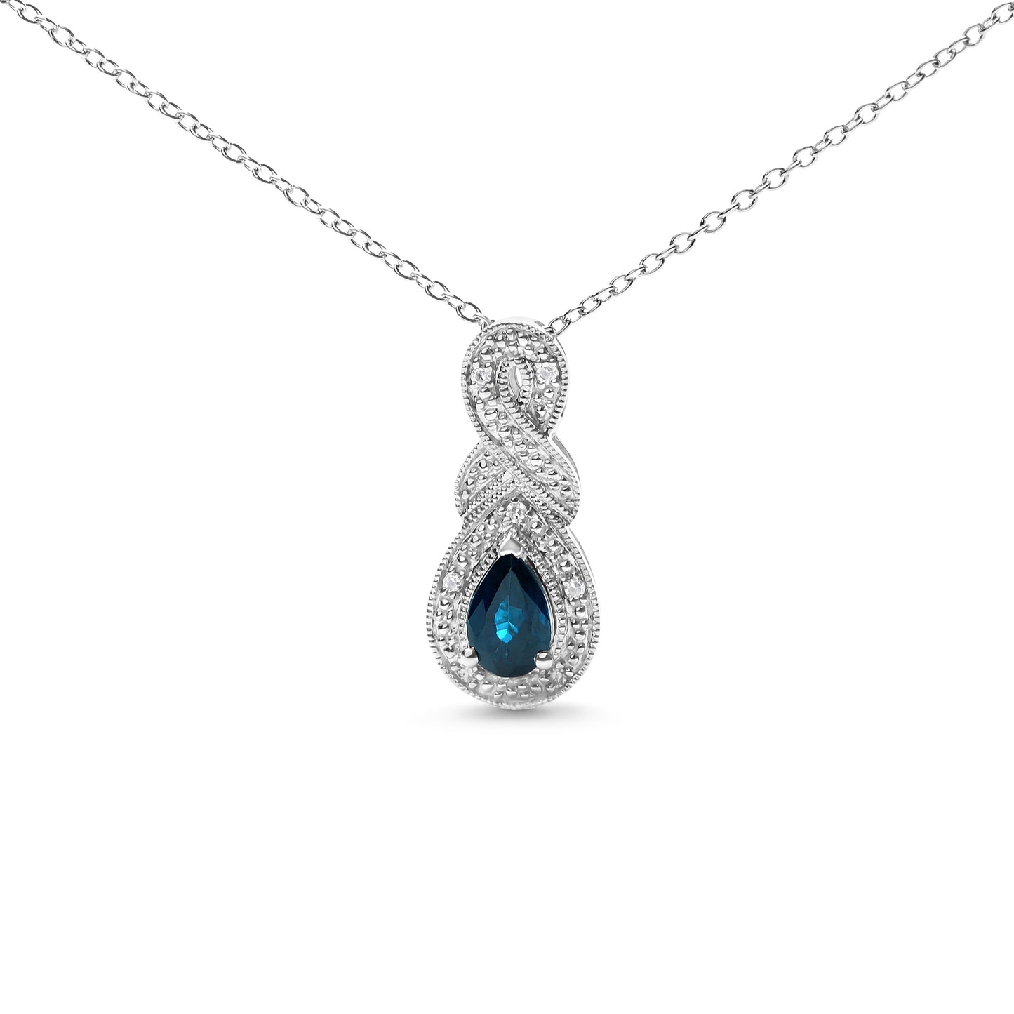 Collar de Pendiente Infinito de Zafiro y Diamante en Plata Esterlina .925