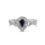 Anillo Halo de Zafiro y Diamante en Plata de Ley .925 - Talla 7.5