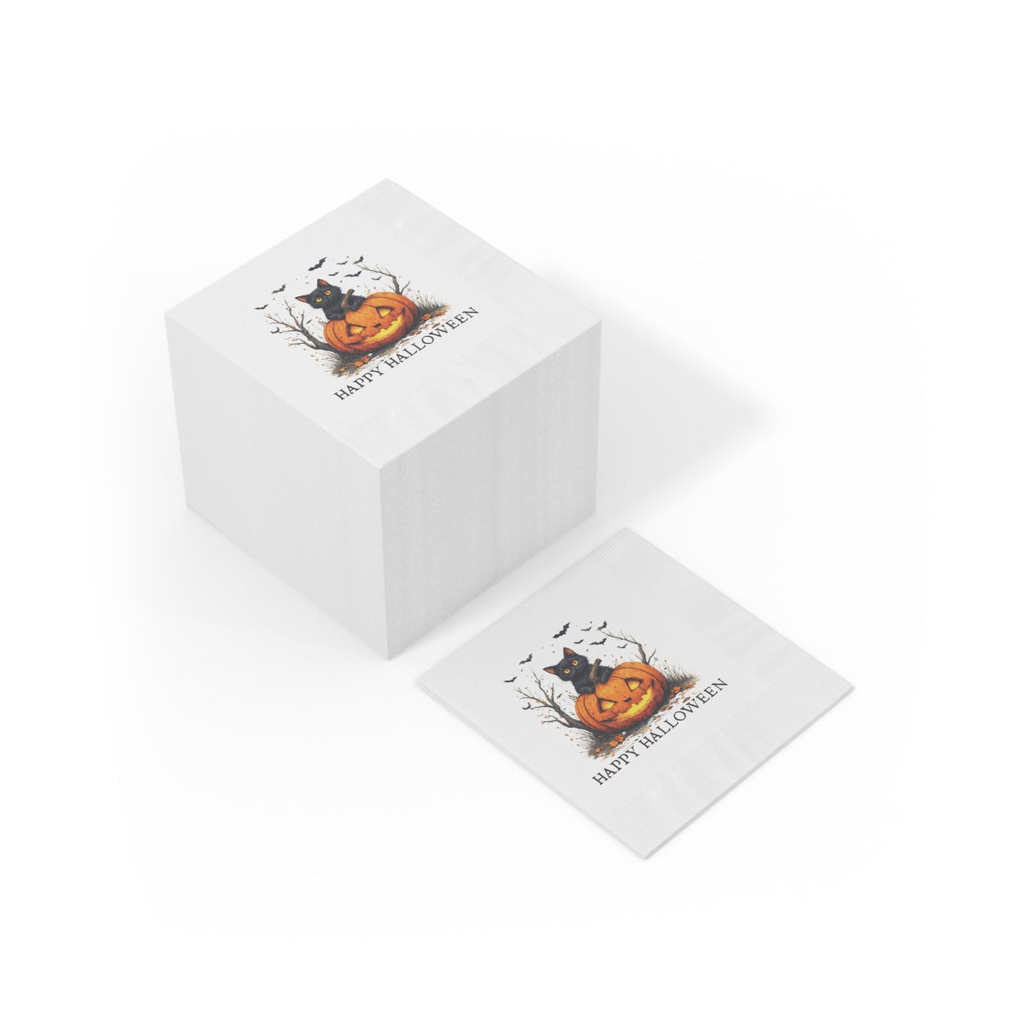 Serviettes d'Halloween avec Chats et Citrouilles pour Célébrations Festives