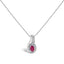 .925 Sterling Silver Red Ruby and Diamond Accent Pendant Necklace