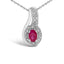 .925 Sterling Silver Red Ruby and Diamond Accent Pendant Necklace