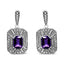 Pendientes de Stud de Plata Esterlina .925 con Acento de Amatista y Diamante