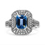 Anillo de Acero Inoxidable de Plata .925 con Topacio Azul y Acentos de Diamante - Talla 7