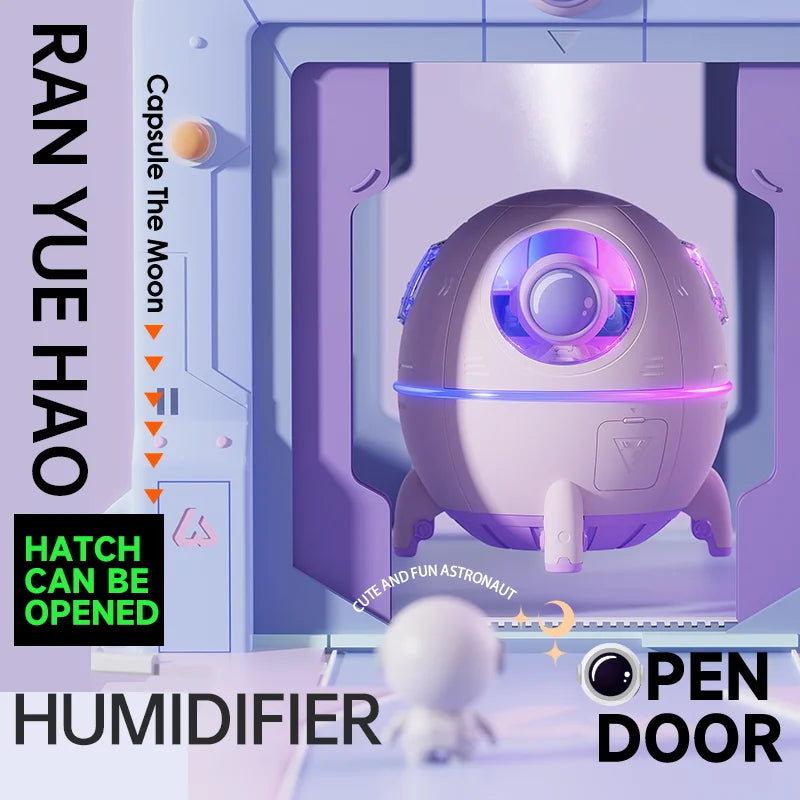 Portable Astronaut Humidifier with LED Light and Aroma Diffuser - USB Powered for Clean and Hydrated Air Cute Aesthetic Stuff - Korvel