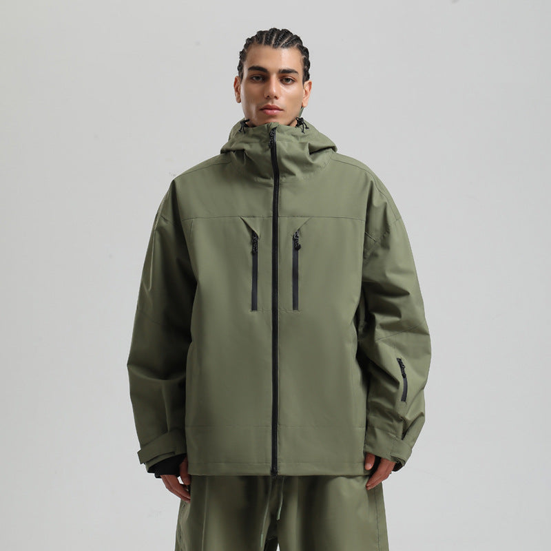 Men's Waterproof Breathable Loose Zip Ski Suit Jacket