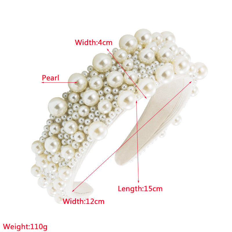 New Heavy Industry Pearl Hair Ornament Women's Wide brim Korean version Net Red Washing Head Band Hair Ornament - Korvel