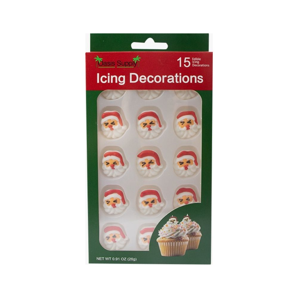 Décorations de Gâteau Comestibles Visage de Santa - 15 Comptes
