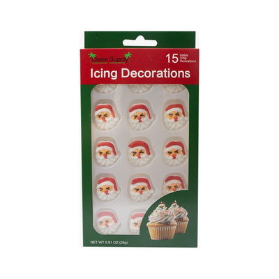 Santa Face Edible Cake Decorations - 15 Count