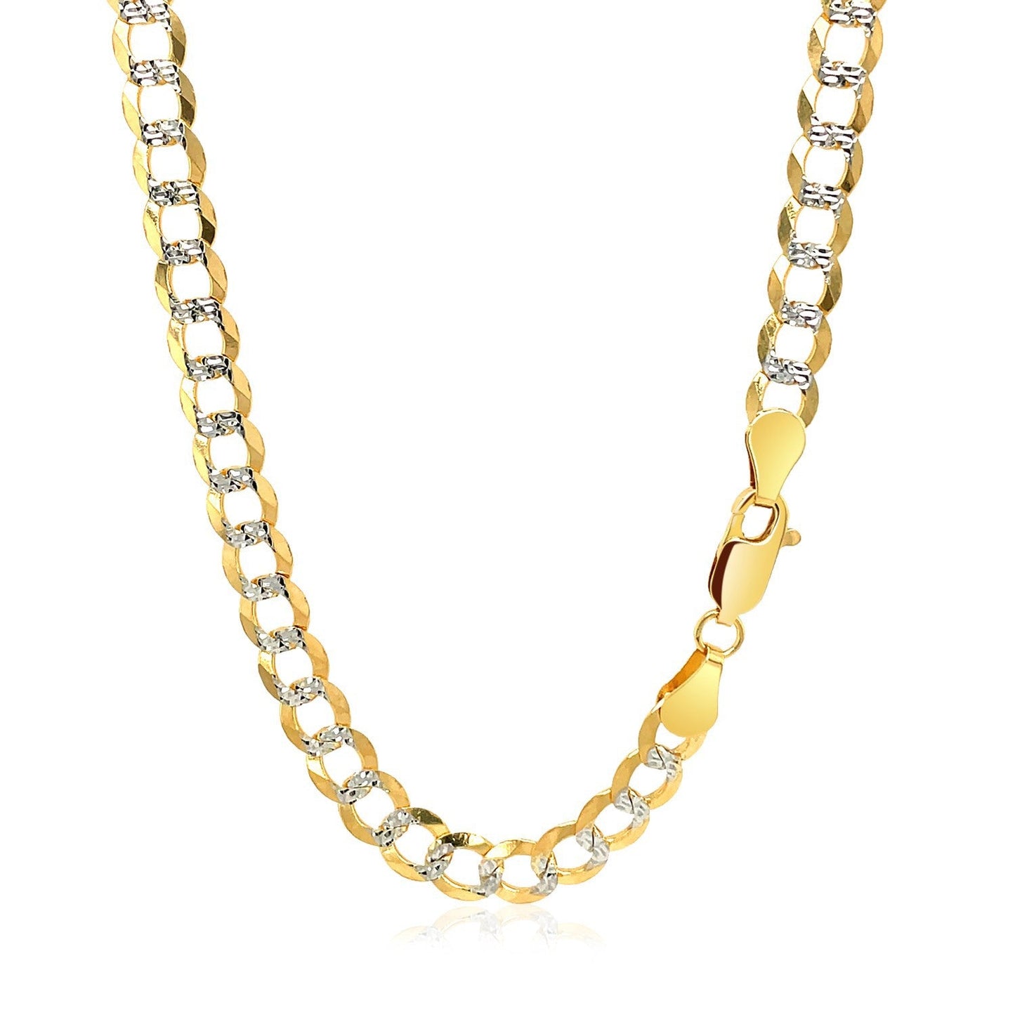 Cadena Curb Pave de Oro Bicolor de 14k - 5.7mm de Ancho