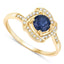 Anillo de Compromiso de Zafiro Azul y Diamante de 0.73 Quilates en Oro Amarillo de 14K