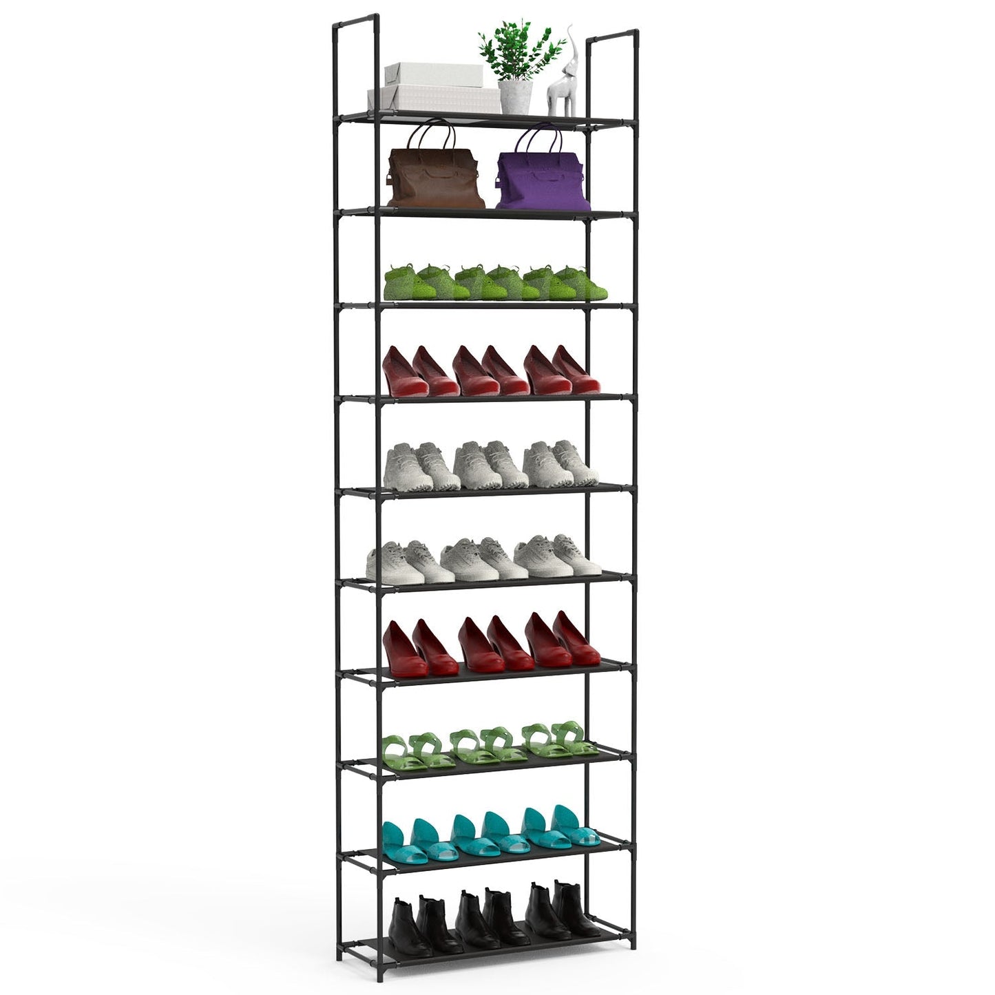 10-Tier Space-Saving Shoe Rack for 25-30 Pairs