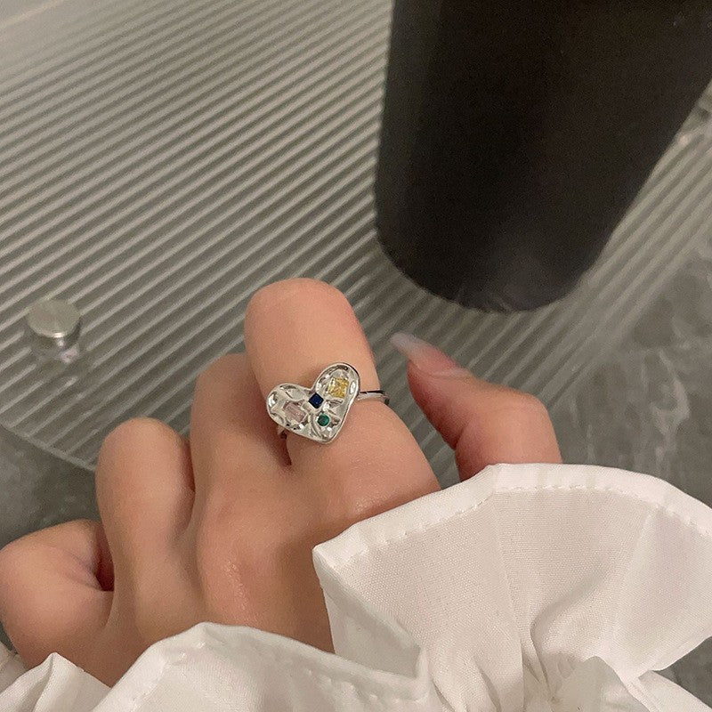 Anillo de Diamante de Circonita de Color Dopamina Love para Mujeres