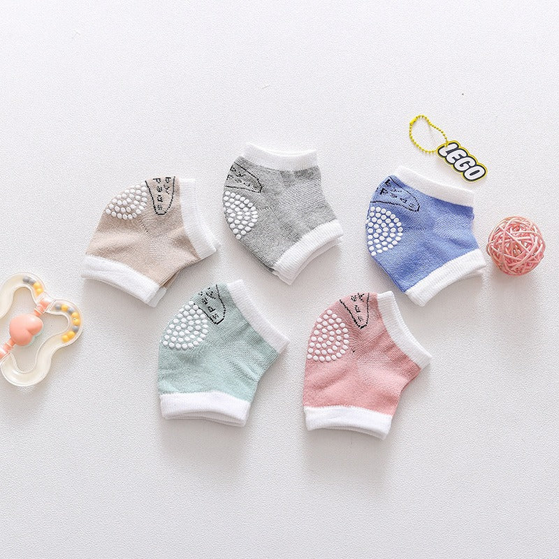 3 pairs of cotton children's knee pads, autumn glue dispensing, anti slip baby knee pads, mesh breathable exercise, baby crawlin - Korvel