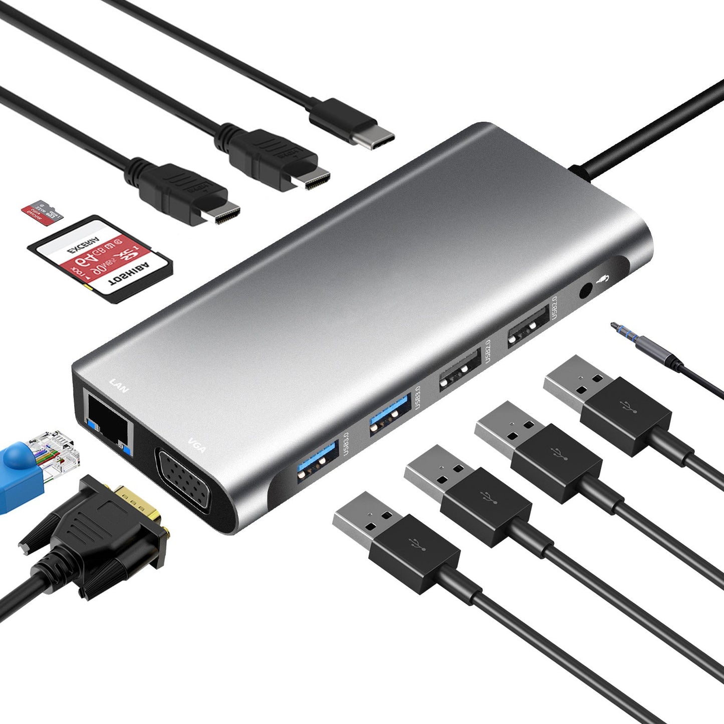 12-in-1 Type-C to Dual HDMI VGA Docking Station
