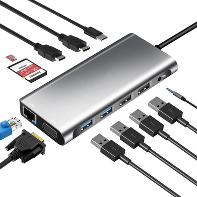 12-in-1 Type-C to Dual HDMI VGA Docking Station