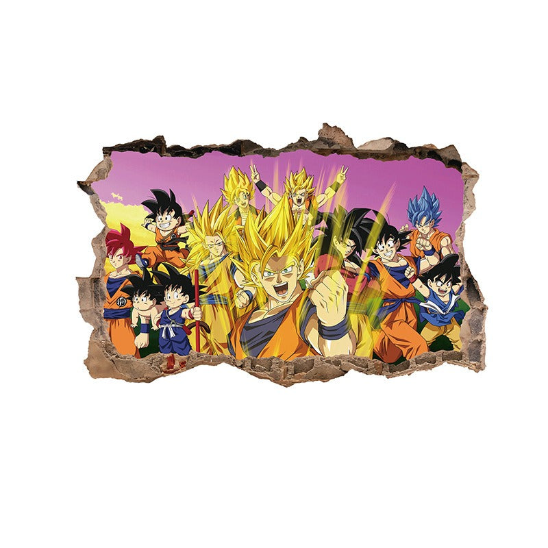 Sticker de pared 3D de anime de dibujos animados Dragon Ball para habitaciones infantiles