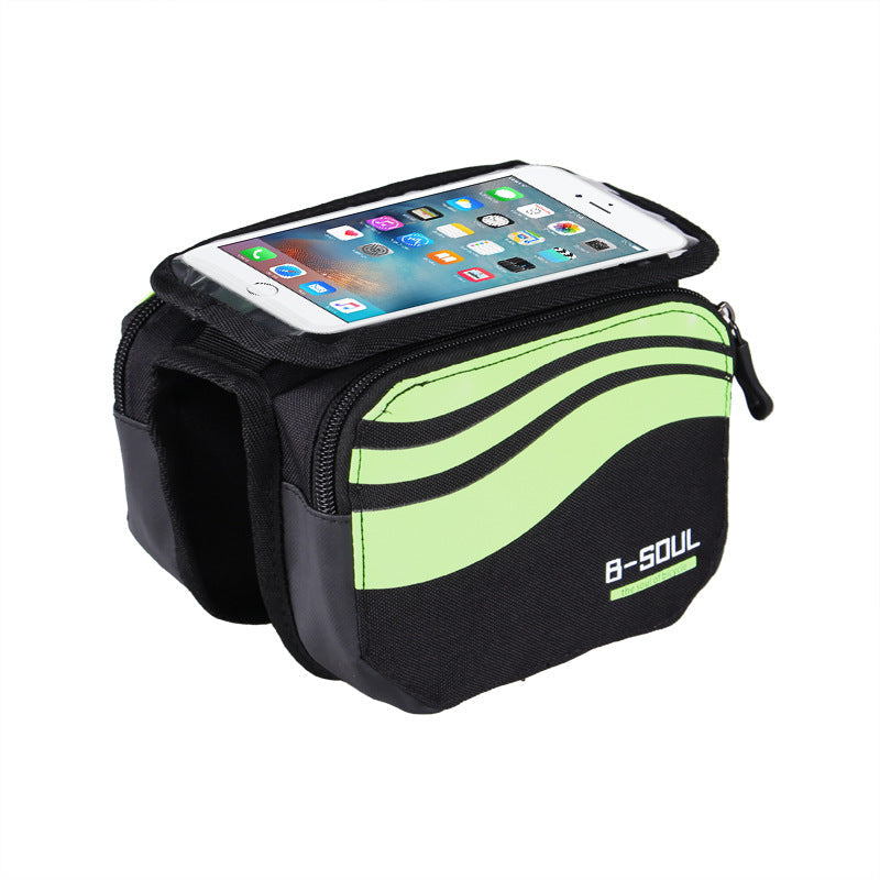 B-SOUL Bicycle Mountain Bike Upper Tube Bag Saddle Bag Road Car Front Bag Increase Touch Screen Mobile Phone Bag 5.7 Inches - Korvel