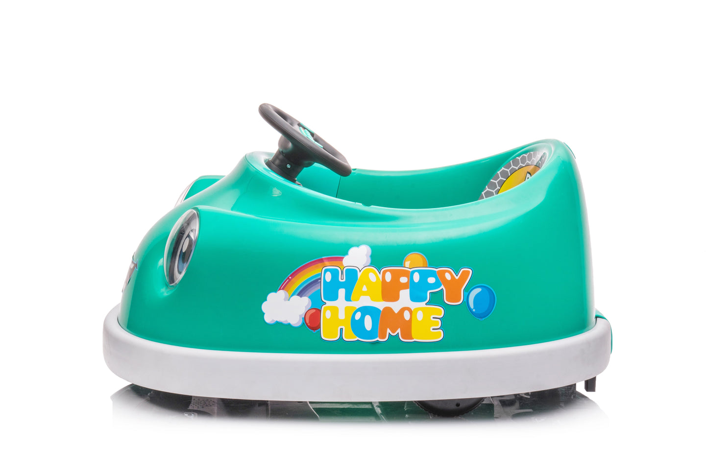Bumper Car for Kids, 12v Dual Drive 1-6 Years Old Children's Electric Car with Pushrod Dinner Plate  Music Rocking Horse - Korvel