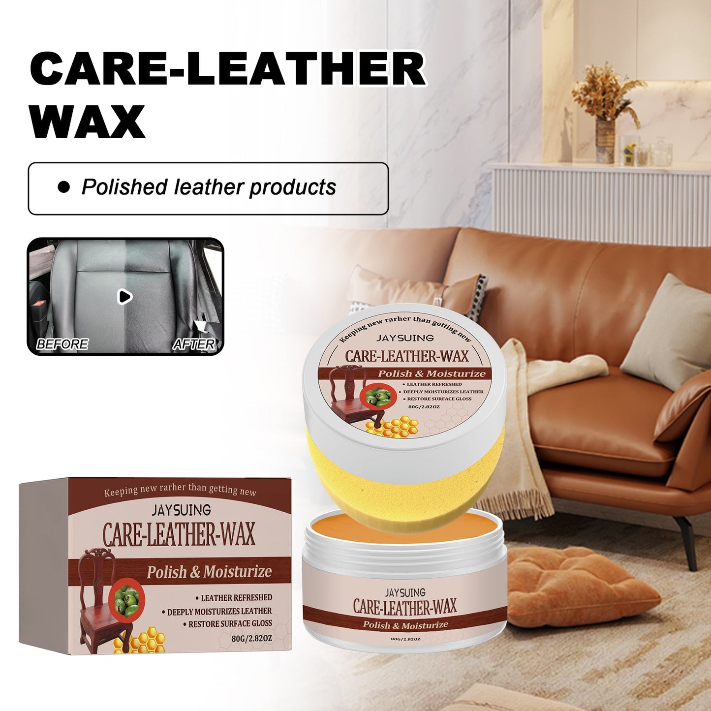 Premium Leather Care Wax for Furniture and Accessories