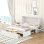Queen Size Mobile Murphy Bed with Drawer and Little Shelves on Each Side White - Korvel