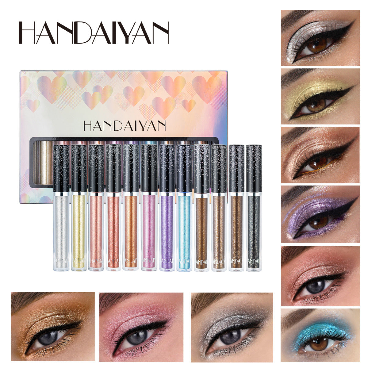 HANDAIYAN 12 Liquid Eye Shadow Set Psychedelic Pearl Shiny Eye Shadow Lying Silkworm Tear Makeup Eye Shadow Liquid - Korvel