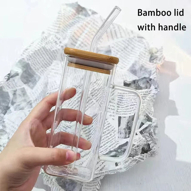 Elegant Heat-Resistant Glass Water Tumbler with Lid