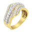 10K Yellow Gold Diamond Multi-Row Wave Bypass Ring - Size 7