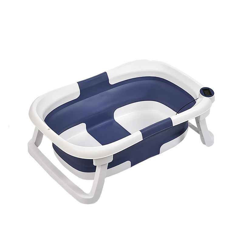 Children's lying Bathtub Portable Folding Plastic Household Newborn Baby care Small size baby tubs three fold bathtub with temperature display - Korvel