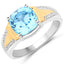 Anillo de Plata Esterlina con Topacio Azul Suizo y Diamantes de 2.74 Quilates