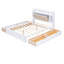 Wood Queen Size Platform Bed with Storage Headboard  Shelves and 4 Drawers  White - Korvel
