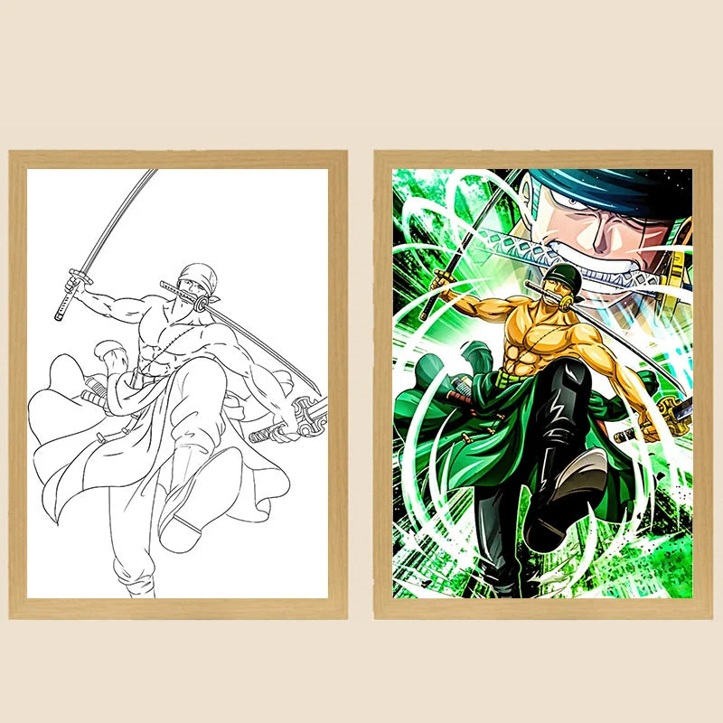 One Piece Creative Photo Frame Night Light Toy Anime Character Luffy Zoro Night Light Bedside Decoration Painting Christmas Gift - Korvel