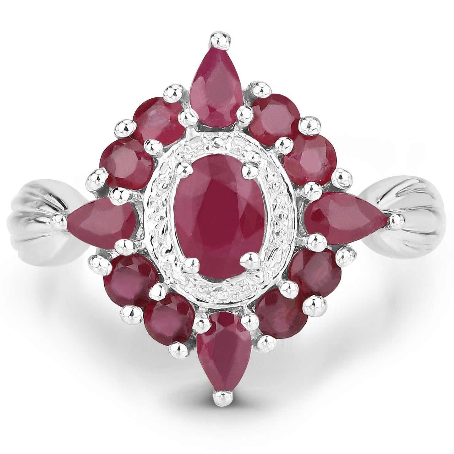 2.89 Carat Genuine Ruby .925 Sterling Silver Engagement Ring