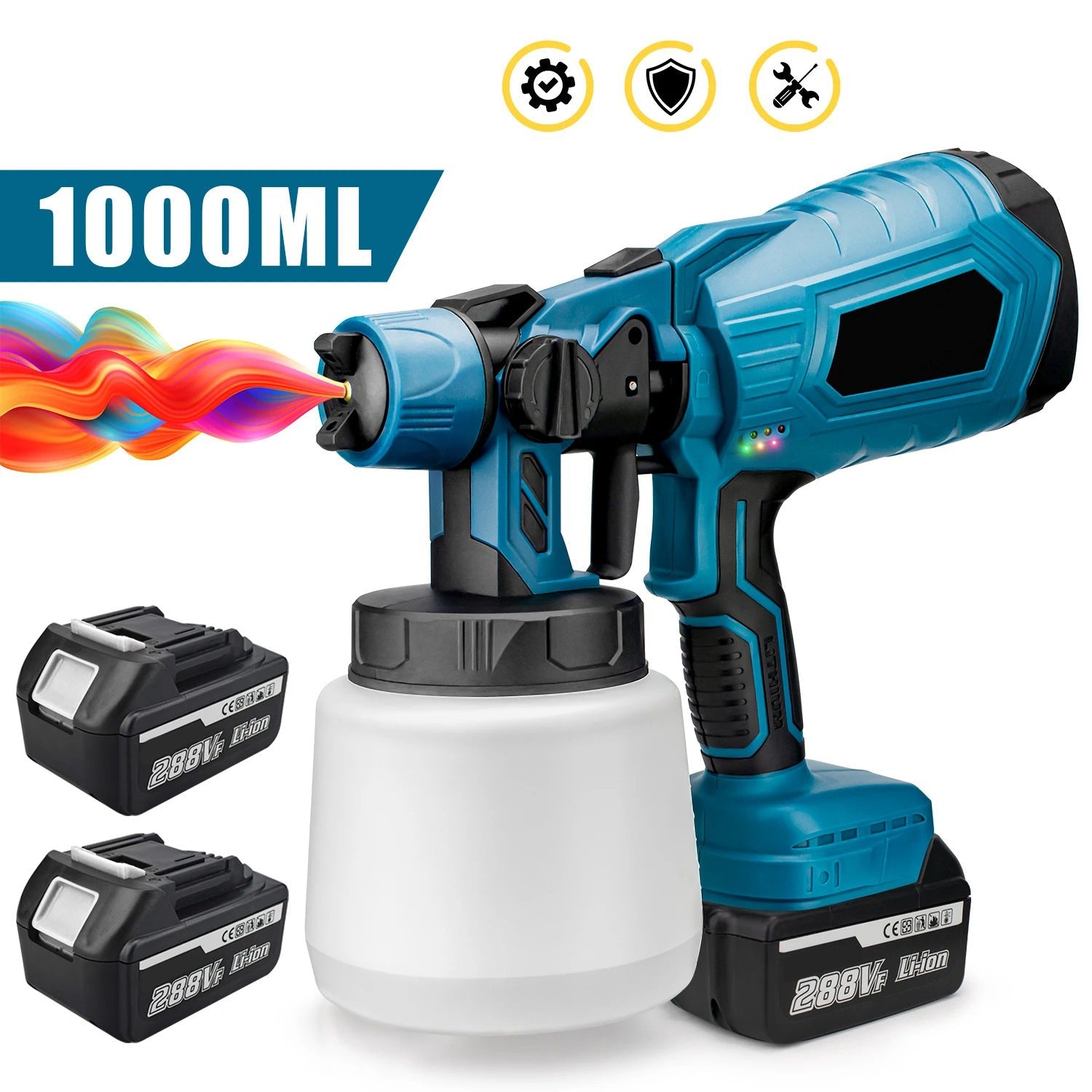 1000ML Electric Spray Gun High Power Cordless Paint Sprayer HVLP Auto Furniture Steel Coating Airbrush For Makita 21V Battery - Korvel