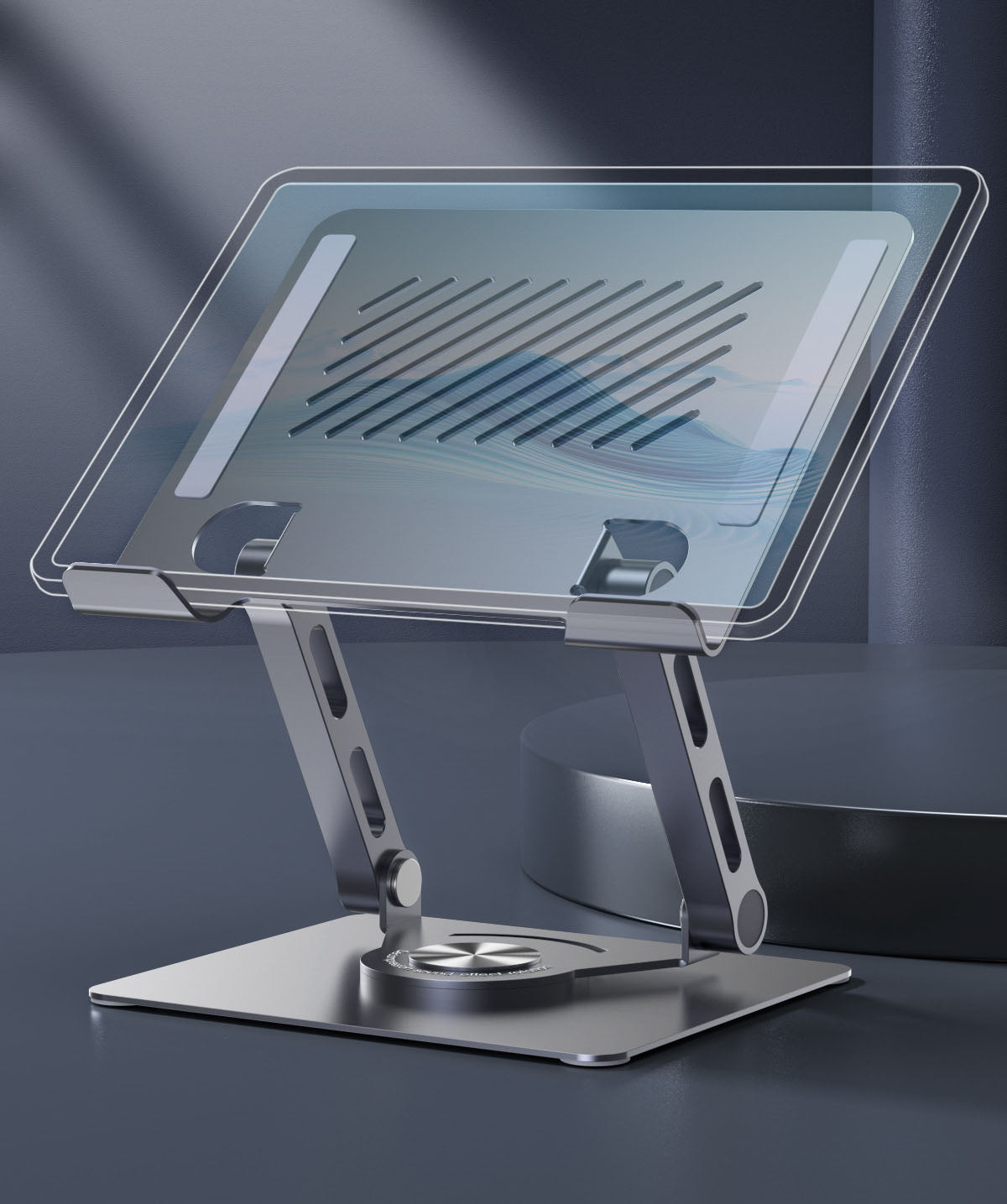 Dual arm support tablet stand with infinite adjustment, rotation, folding, heat dissipation, gaming phone stand - Korvel