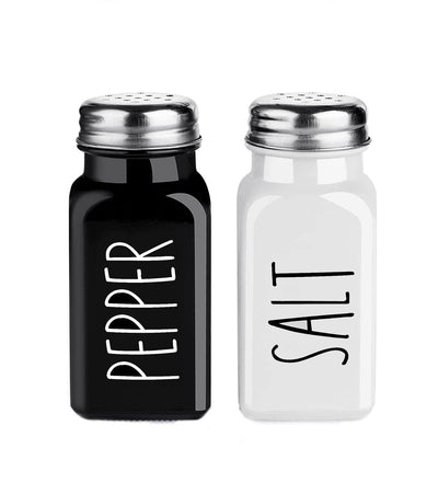 Black and white seasoning jar pepper salt bottle seasoning box square glass - Korvel