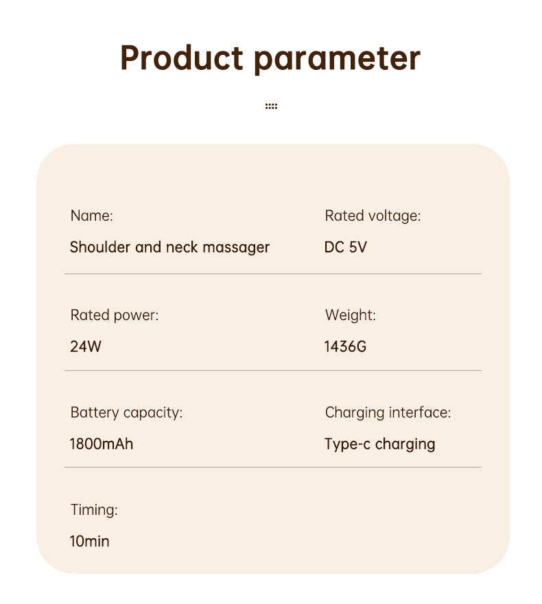 USB-C Rechargeable Kneading Massage Hot Compress Shiatsu Back Shoulder Neck Massager for Pain Relief - Korvel