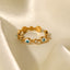 18K gold-plated stainless steel devil eye open ring Fashionable and versatile titanium steel ring for women - Korvel