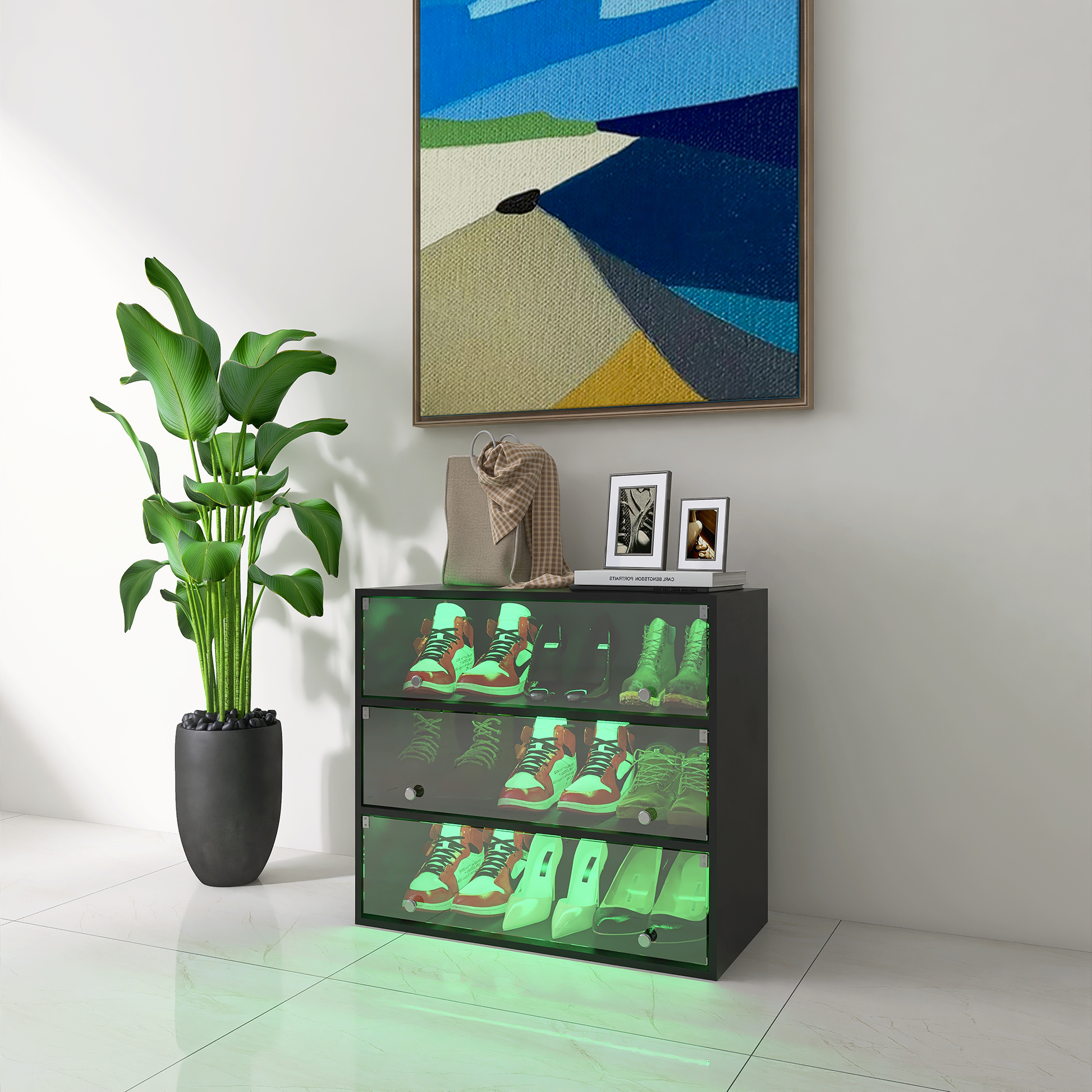 LED light shoe box three layers with glass doors - Korvel