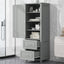 Tall Bathroom Storage Cabinet, Freestanding Storage Cabinet with Two Drawers and Adjustable Shelf, MDF Board , Grey - Korvel