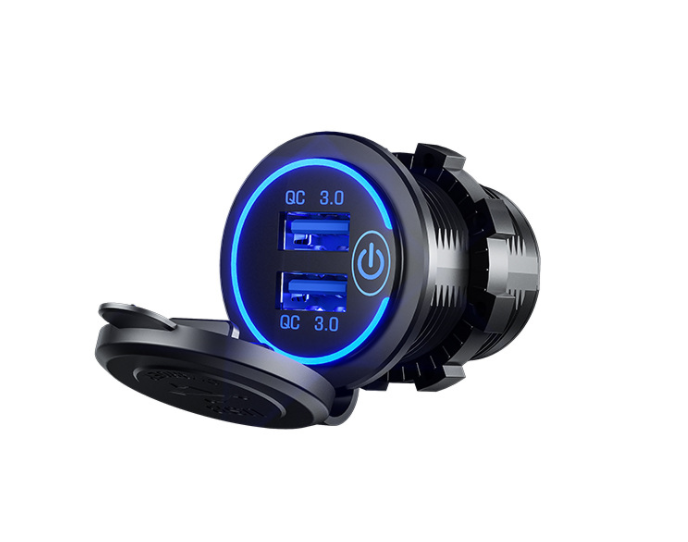 36W QC 3.0 Touch Switch Waterproof Universal Motorcycle Car Truck Boat Dual USB Charger Socket For Phone Tablet Camera GPS DVR - Korvel