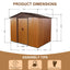 8ft x 6ft Outdoor Metal Storage Shed with Floor Base Coffee(W540S00014) - Korvel