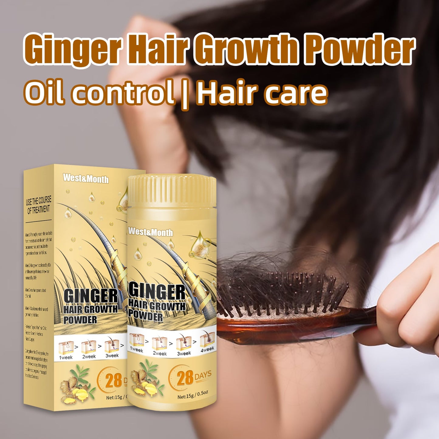 Ginger Powder, Hair Root Treatment Moisturizes and thickens hair, Strengthens and prevents hair loss - Korvel