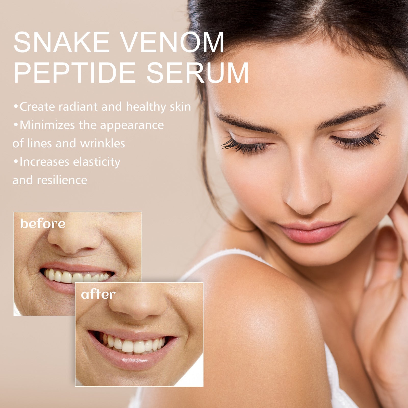 Snake Venom Peptide Essence Reduces Face Fine Lines, Raises Head Lines, Firming, Tender Skin, Hydrating And Anti-Wrinkle Essence - Korvel