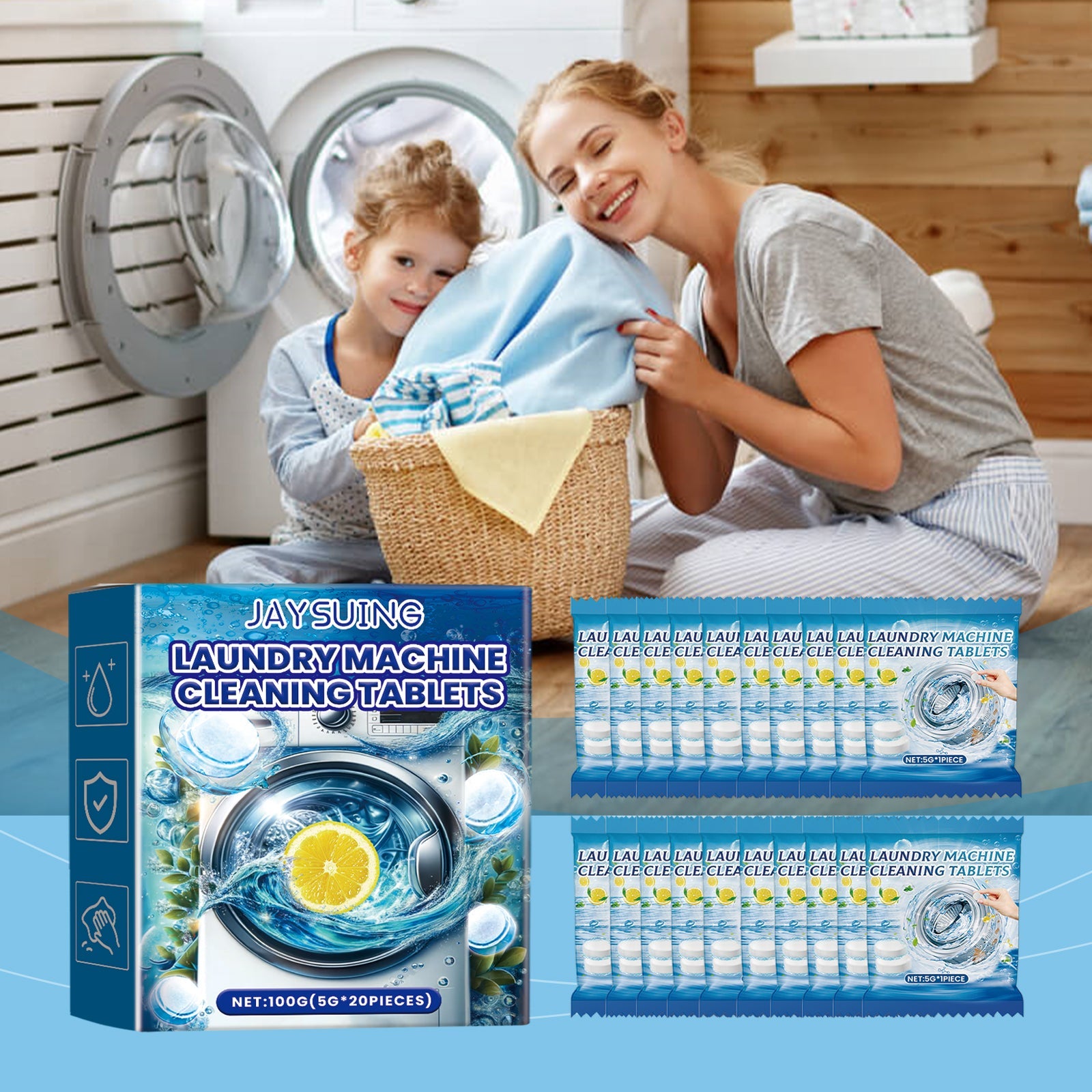 Washing Machine Decontamination Effervescent Tablets, Clean Odors Washing Machine Slot Depth Decontamination Cleaning Tablets - Korvel