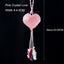 Pink Crystal Love Pendant Pink Crystal Original Stone Heart shaped Peach Heart Colorful Crushed Stone Tassel Pendant - Korvel